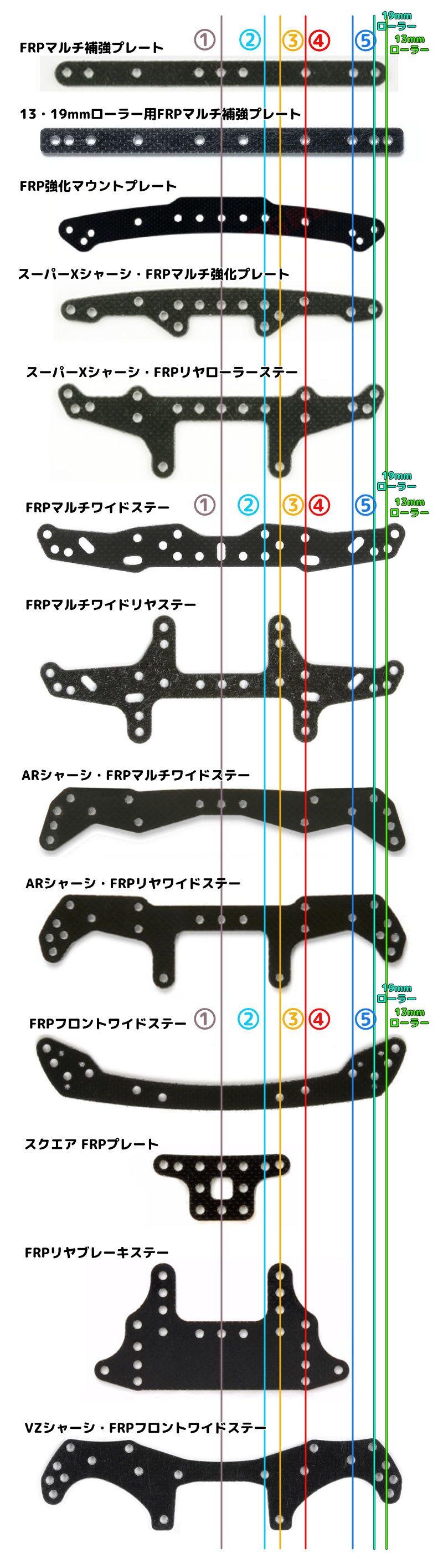 タミヤ　ミニ四駆　カーボンステー　フロント　リア　まとめ　29点 ミニ四駆 スライドダンパー用カーボンステー フロント6個 リア6個 あとは